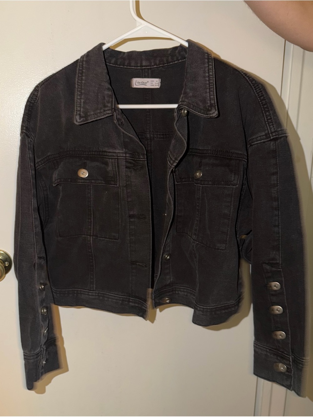 Women's Black Denim Jacket (Cropped)